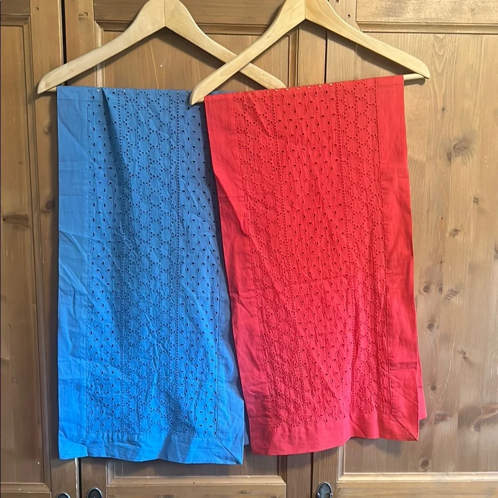 Bundle or 2 Diva Cotton Table Runners; Blue & Red 14 x 72 - Picture 1 of 10